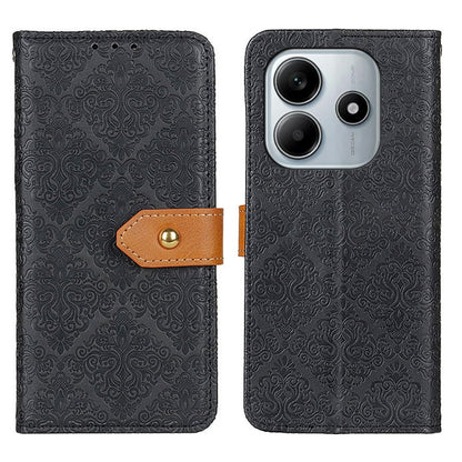 European Floral Embossed Leather Phone Case
