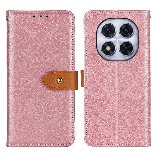 European Floral Embossed Leather Phone Case