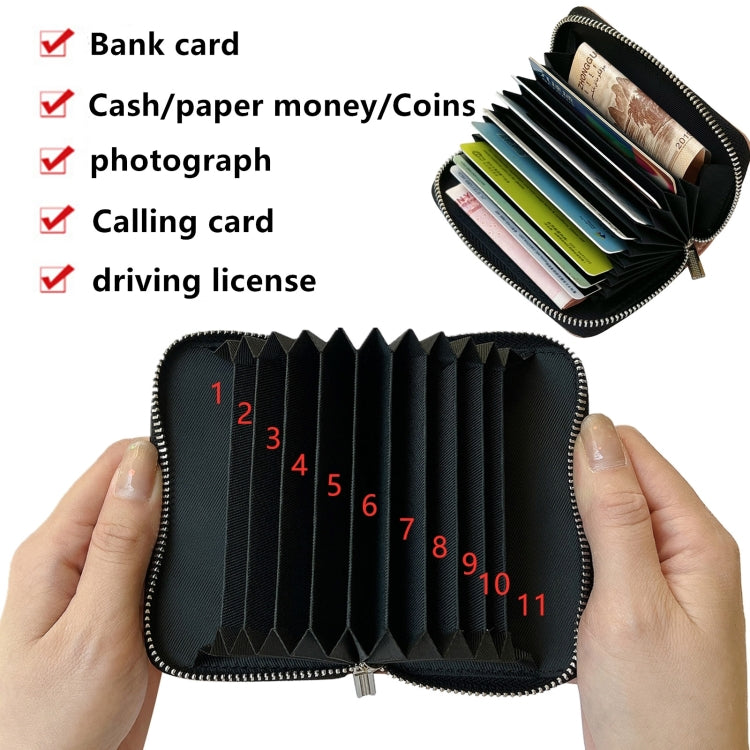 Solid Color Zipper 11-Card Slots Bag Phone Case with Lanyard