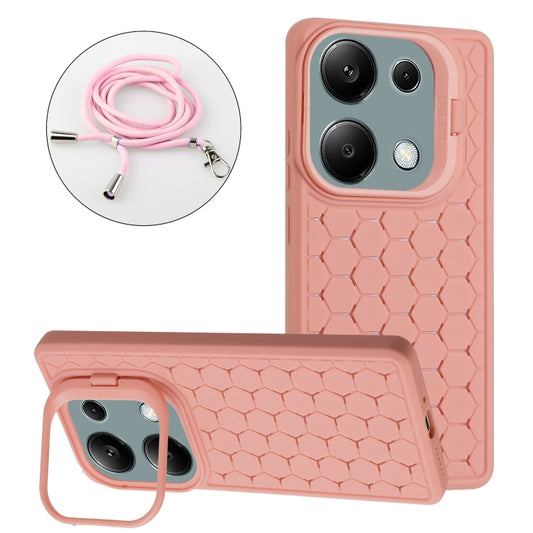 Honeycomb Radiating Holder TPU Phone Case with Lanyard, For Xiaomi Redmi Note 13 Pro 4G, For Xiaomi Redmi Note 13 4G, For Xiaomi Redmi 13C, For Xiaomi Redmi 12 4G