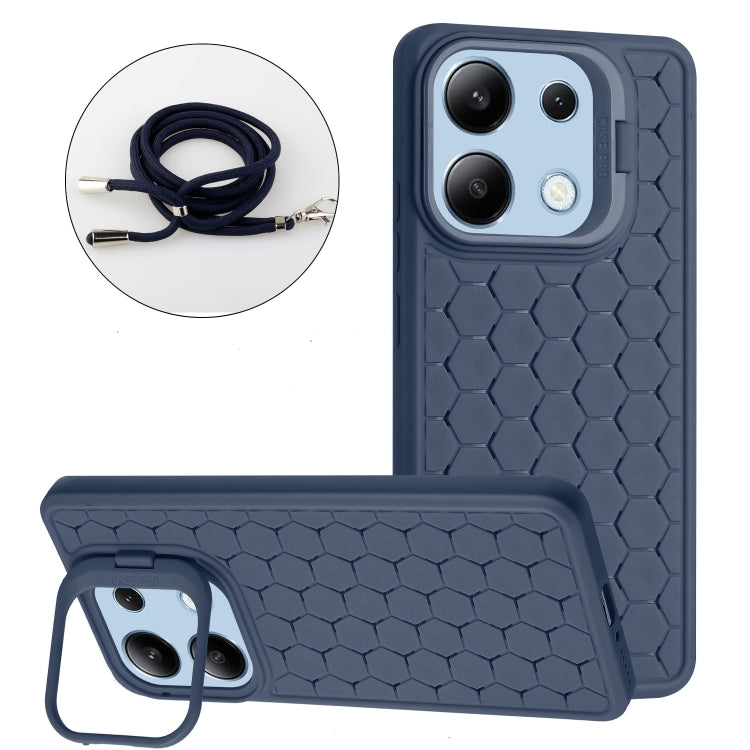 Honeycomb Radiating Holder TPU Phone Case with Lanyard, For Xiaomi Redmi Note 13 Pro 4G, For Xiaomi Redmi Note 13 4G, For Xiaomi Redmi 13C, For Xiaomi Redmi 12 4G