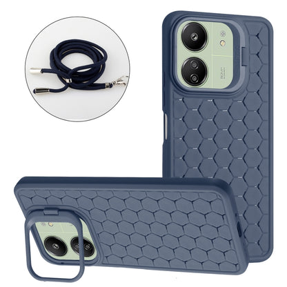 Honeycomb Radiating Holder TPU Phone Case with Lanyard, For Xiaomi Redmi Note 13 Pro 4G, For Xiaomi Redmi Note 13 4G, For Xiaomi Redmi 13C, For Xiaomi Redmi 12 4G