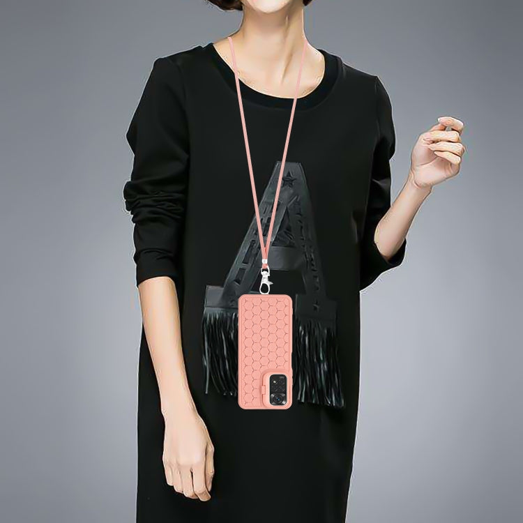 Honeycomb Radiating Holder TPU Phone Case with Lanyard, For Xiaomi Redmi Note 12 Pro 4G, For Xiaomi Redmi Note 12 4G Global, For Xiaomi Redmi 12C, For Xiaomi Redmi Note 11 Global