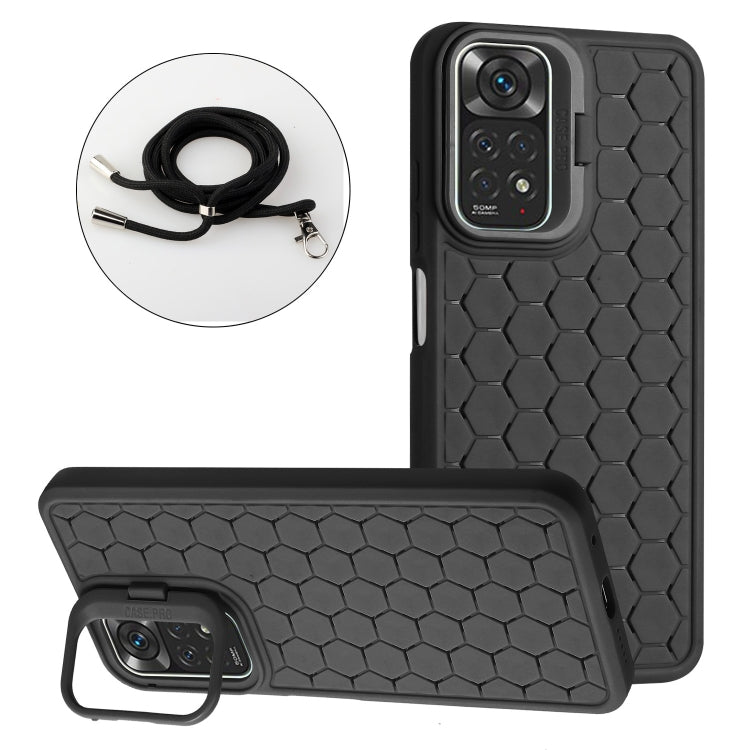 Honeycomb Radiating Holder TPU Phone Case with Lanyard, For Xiaomi Redmi Note 12 Pro 4G, For Xiaomi Redmi Note 12 4G Global, For Xiaomi Redmi 12C, For Xiaomi Redmi Note 11 Global