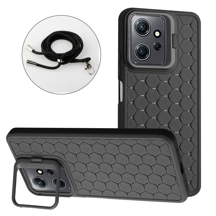 Honeycomb Radiating Holder TPU Phone Case with Lanyard, For Xiaomi Redmi Note 12 Pro 4G, For Xiaomi Redmi Note 12 4G Global, For Xiaomi Redmi 12C, For Xiaomi Redmi Note 11 Global