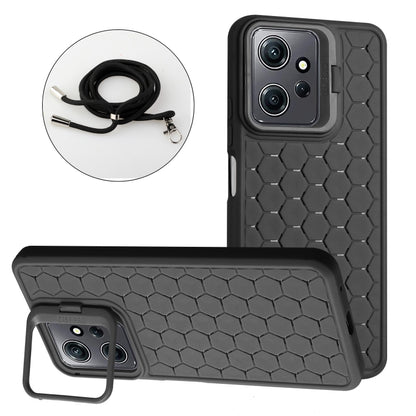 Honeycomb Radiating Holder TPU Phone Case with Lanyard, For Xiaomi Redmi Note 12 Pro 4G, For Xiaomi Redmi Note 12 4G Global, For Xiaomi Redmi 12C, For Xiaomi Redmi Note 11 Global