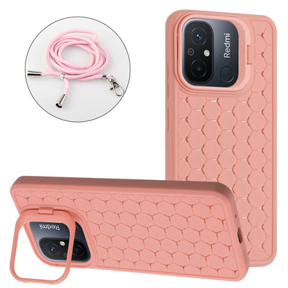 Honeycomb Radiating Holder TPU Phone Case with Lanyard, For Xiaomi Redmi Note 12 Pro 4G, For Xiaomi Redmi Note 12 4G Global, For Xiaomi Redmi 12C, For Xiaomi Redmi Note 11 Global