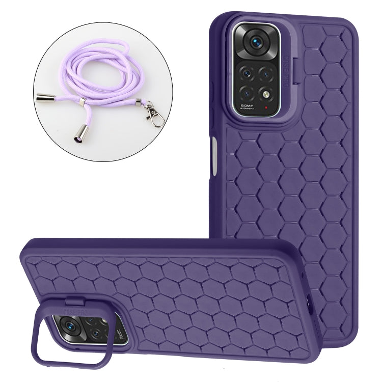 Honeycomb Radiating Holder TPU Phone Case with Lanyard, For Xiaomi Redmi Note 12 Pro 4G, For Xiaomi Redmi Note 12 4G Global, For Xiaomi Redmi 12C, For Xiaomi Redmi Note 11 Global