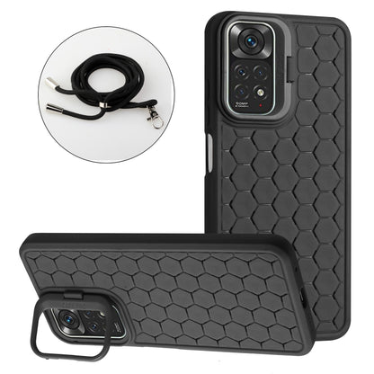 Honeycomb Radiating Holder TPU Phone Case with Lanyard, For Xiaomi Redmi Note 12 Pro 4G, For Xiaomi Redmi Note 12 4G Global, For Xiaomi Redmi 12C, For Xiaomi Redmi Note 11 Global