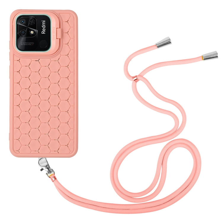 Honeycomb Radiating Holder TPU Phone Case with Lanyard, For Xiaomi Redmi 10C