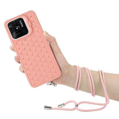 Honeycomb Radiating Holder TPU Phone Case with Lanyard, For Xiaomi Redmi 10C