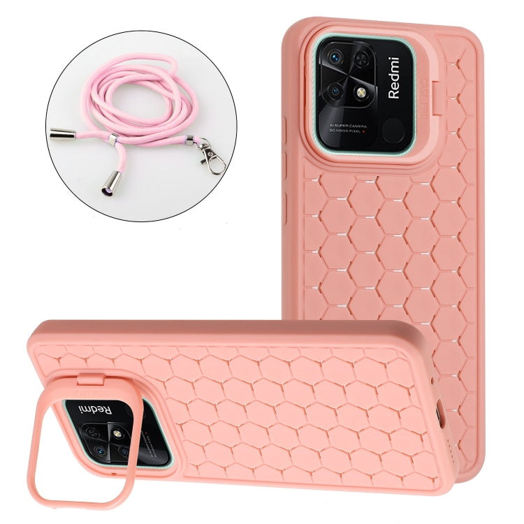 Honeycomb Radiating Holder TPU Phone Case with Lanyard, For Xiaomi Redmi 10C