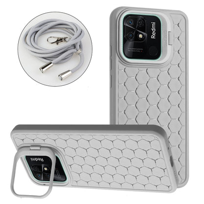 Honeycomb Radiating Holder TPU Phone Case with Lanyard, For Xiaomi Redmi 10C