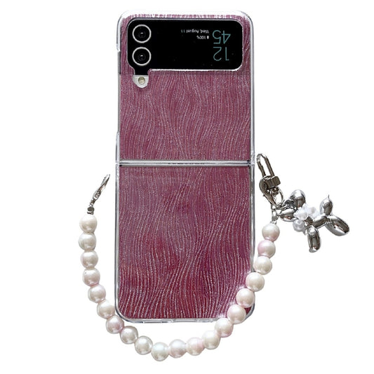 PC Side Buckle+Ripples Glitter Paper Full Coverage Phone Case with Bracelet