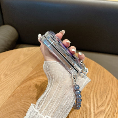 PC Side Buckle+Ripples Glitter Paper Full Coverage Phone Case with Bracelet, For Samsung Galaxy Z Flip6 / Flip7 FE, For Samsung Galaxy Z Flip5, For Samsung Galaxy Z Flip3 5G / Flip4