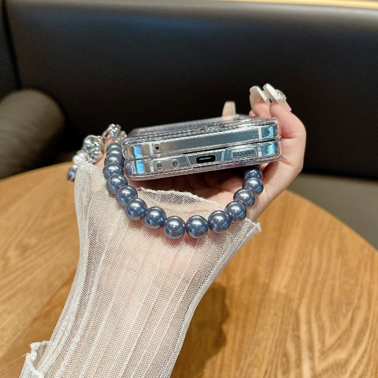 PC Side Buckle+Ripples Glitter Paper Full Coverage Phone Case with Bracelet, For Samsung Galaxy Z Flip6 / Flip7 FE, For Samsung Galaxy Z Flip5, For Samsung Galaxy Z Flip3 5G / Flip4