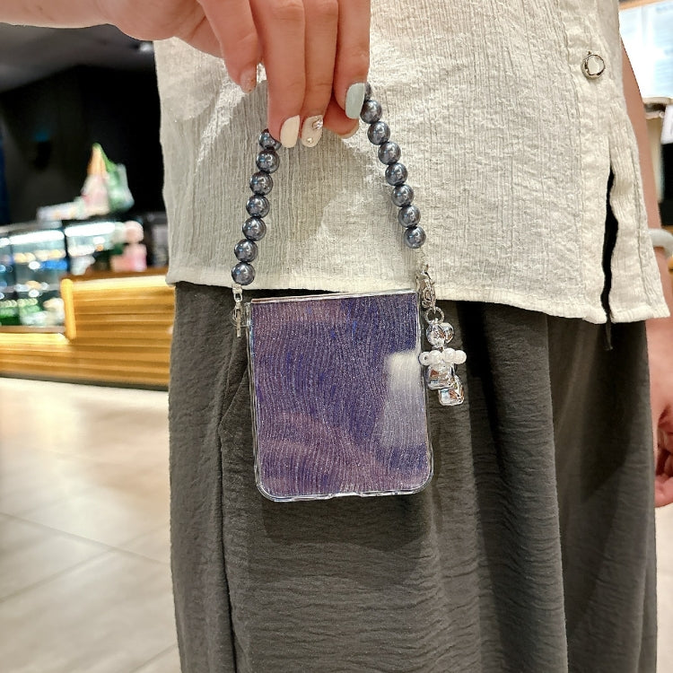 PC Side Buckle+Ripples Glitter Paper Full Coverage Phone Case with Bracelet, For Samsung Galaxy Z Flip6 / Flip7 FE, For Samsung Galaxy Z Flip5, For Samsung Galaxy Z Flip3 5G / Flip4