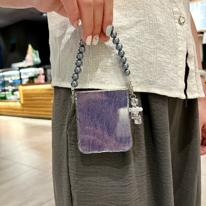 PC Side Buckle+Ripples Glitter Paper Full Coverage Phone Case with Bracelet, For Samsung Galaxy Z Flip6 / Flip7 FE, For Samsung Galaxy Z Flip5, For Samsung Galaxy Z Flip3 5G / Flip4