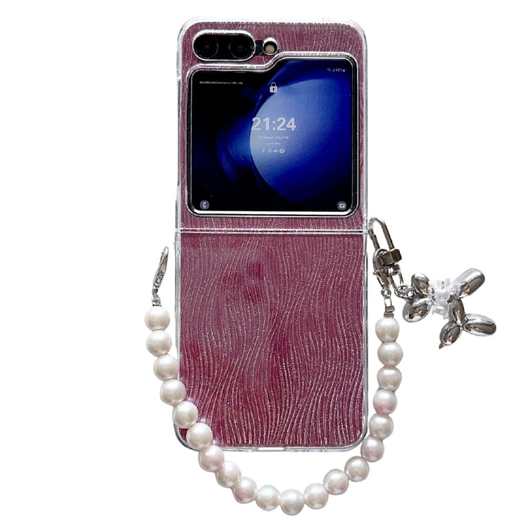 PC Side Buckle+Ripples Glitter Paper Full Coverage Phone Case with Bracelet, For Samsung Galaxy Z Flip6 / Flip7 FE, For Samsung Galaxy Z Flip5, For Samsung Galaxy Z Flip3 5G / Flip4