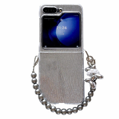 PC Side Buckle+Ripples Glitter Paper Full Coverage Phone Case with Bracelet, For Samsung Galaxy Z Flip6 / Flip7 FE, For Samsung Galaxy Z Flip5, For Samsung Galaxy Z Flip3 5G / Flip4