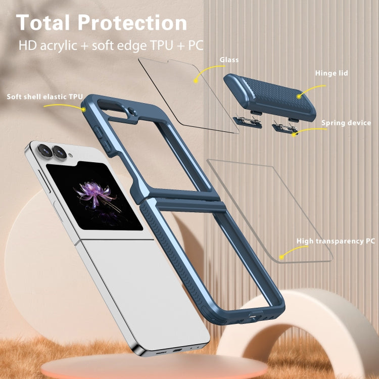 Transparent Tempered Glass Shockproof Folding Phone Case with Hinge