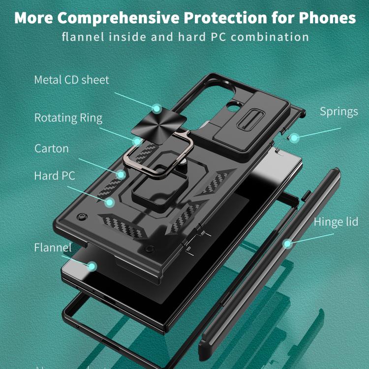 Sliding Window Hinge Phone Case with Ring Stand, For Samsung Galaxy Z Fold7 5G, For Samsung Galaxy Z Flip7 5G, For Samsung Galaxy Z Flip6 / Flip7 FE, For Samsung Galaxy Z Fold6 5G