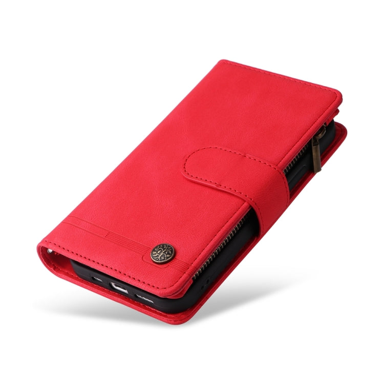 Skin Feel Multi-Card Wallet Zipper Leather Phone Case