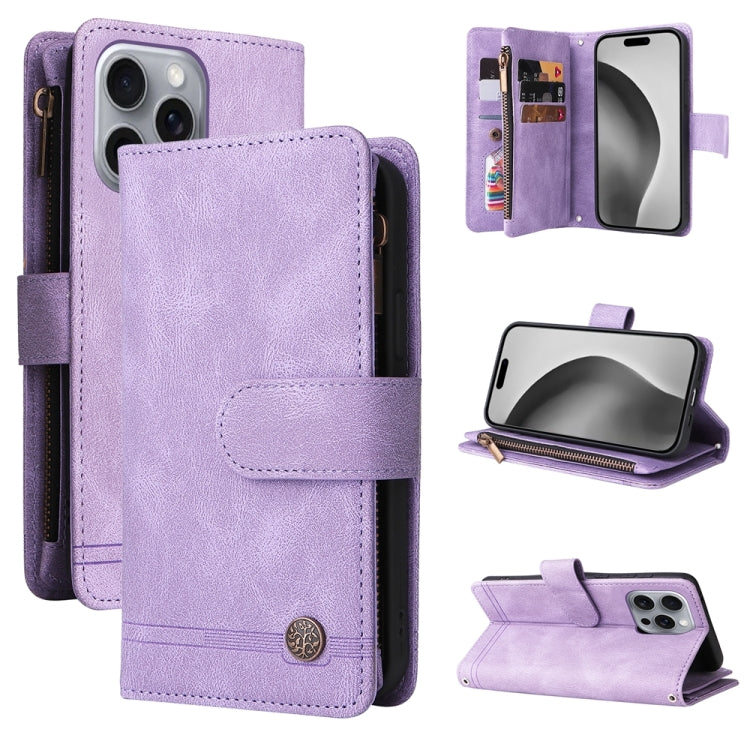 Skin Feel Multi-Card Wallet Zipper Leather Phone Case