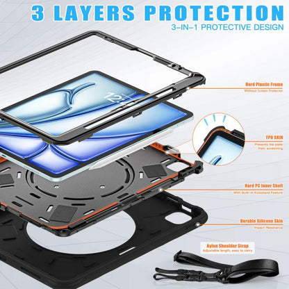 Rotation Handle Holder Silicone Hybrid PC Tablet Case, For iPad Air 13 2026 / 2025 / 2024, For iPad Air 11 2026 / 2025 / 2024, For iPad Pro 13 2025 / 2024, For iPad Pro 11 2025 / 2024, For iPad 10th Gen 10.9 2022, For iPad mini 2024 / mini 6