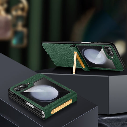 SULADA Lychee Texture Invisible Holder Leather Back Cover Phone Case