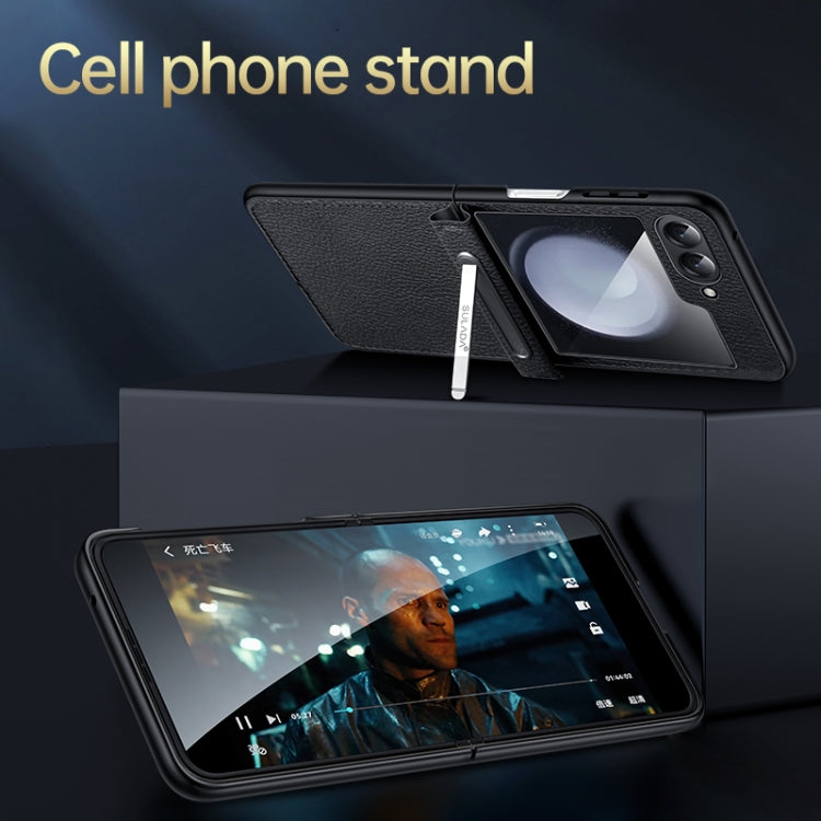 SULADA Lychee Texture Invisible Holder Leather Back Cover Phone Case