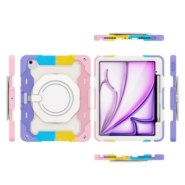 Armor Portable Rotating Ring Holder Silicone Tablet Case with Pen Slot, For iPad Air 13 2024 / 2025 / 2026, For iPad Air 11 2024 / 2025 / 2026, For iPad Pro 13 2025 / 2024, For iPad Pro 11 2025 / 2024