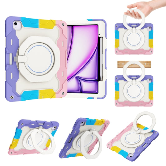 Armor Portable Rotating Ring Holder Silicone Tablet Case with Pen Slot, For iPad Air 13 2024 / 2025 / 2026, For iPad Air 11 2024 / 2025 / 2026, For iPad Pro 13 2025 / 2024, For iPad Pro 11 2025 / 2024