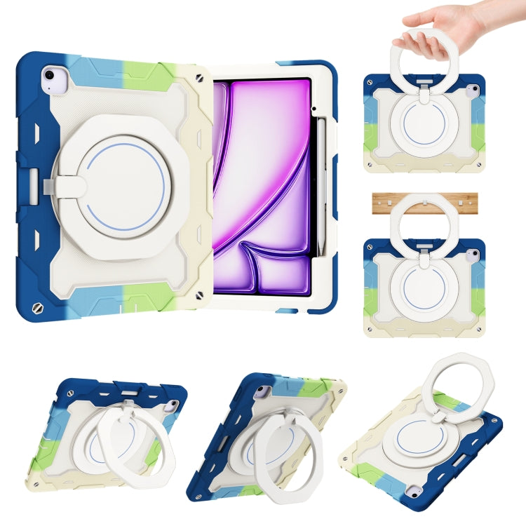 Armor Portable Rotating Ring Holder Silicone Tablet Case with Pen Slot, For iPad Air 13 2024 / 2025 / 2026, For iPad Air 11 2024 / 2025 / 2026, For iPad Pro 13 2025 / 2024, For iPad Pro 11 2025 / 2024