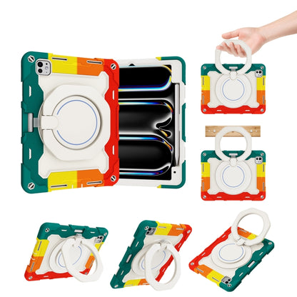 Armor Portable Rotating Ring Holder Silicone Tablet Case with Pen Slot, For iPad Air 13 2024 / 2025 / 2026, For iPad Air 11 2024 / 2025 / 2026, For iPad Pro 13 2025 / 2024, For iPad Pro 11 2025 / 2024