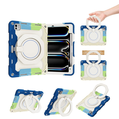 Armor Portable Rotating Ring Holder Silicone Tablet Case with Pen Slot, For iPad Air 13 2024 / 2025 / 2026, For iPad Air 11 2024 / 2025 / 2026, For iPad Pro 13 2025 / 2024, For iPad Pro 11 2025 / 2024