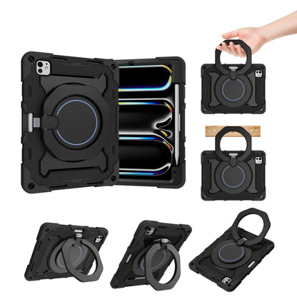 Armor Portable Rotating Ring Holder Silicone Tablet Case with Pen Slot, For iPad Air 13 2024 / 2025 / 2026, For iPad Air 11 2024 / 2025 / 2026, For iPad Pro 13 2025 / 2024, For iPad Pro 11 2025 / 2024