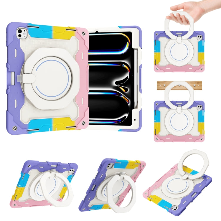 Armor Portable Rotating Ring Holder Silicone Tablet Case with Pen Slot, For iPad Air 13 2024 / 2025 / 2026, For iPad Air 11 2024 / 2025 / 2026, For iPad Pro 13 2025 / 2024, For iPad Pro 11 2025 / 2024