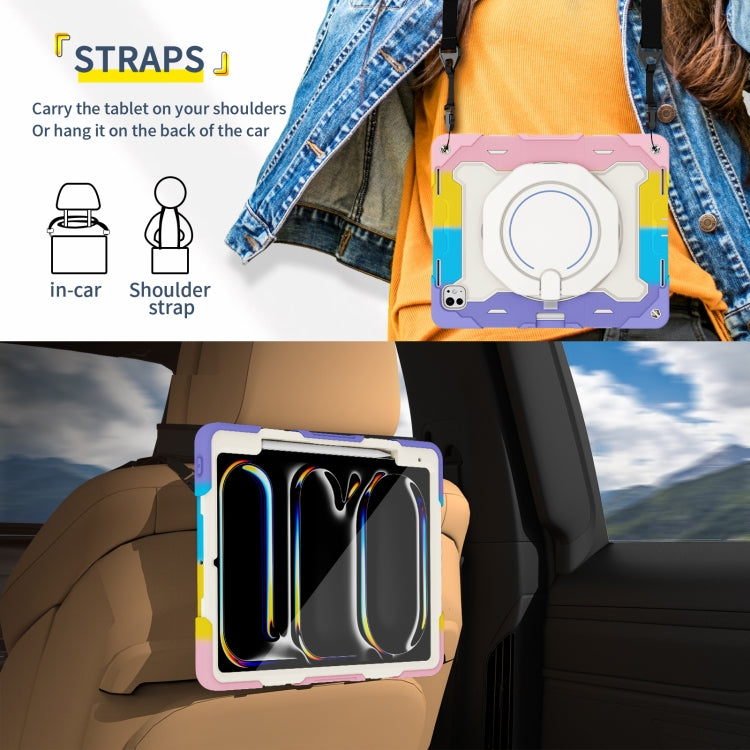 Armor Portable Rotating Ring Holder Silicone Tablet Case with Pen Slot