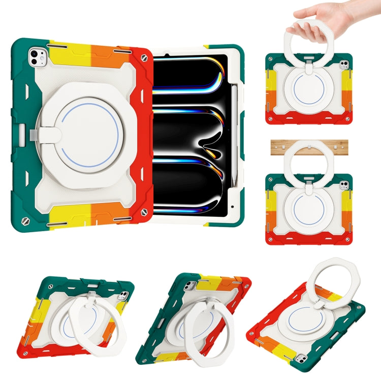 Armor Portable Rotating Ring Holder Silicone Tablet Case with Pen Slot