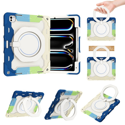 Armor Portable Rotating Ring Holder Silicone Tablet Case with Pen Slot, For iPad Air 13 2024 / 2025 / 2026, For iPad Air 11 2024 / 2025 / 2026, For iPad Pro 13 2025 / 2024, For iPad Pro 11 2025 / 2024