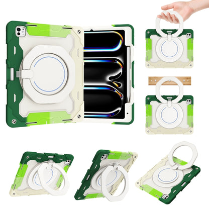 Armor Portable Rotating Ring Holder Silicone Tablet Case with Pen Slot, For iPad Air 13 2024 / 2025 / 2026, For iPad Air 11 2024 / 2025 / 2026, For iPad Pro 13 2025 / 2024, For iPad Pro 11 2025 / 2024