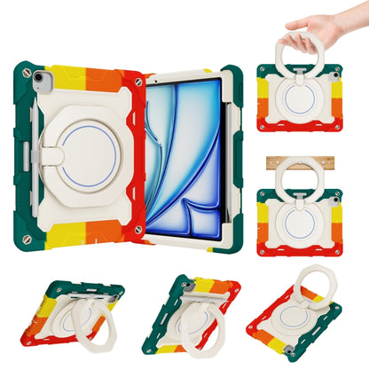 Armor Portable Rotating Ring Holder Silicone Tablet Case with Pen Slot, For iPad Air 13 2024 / 2025 / 2026, For iPad Air 11 2024 / 2025 / 2026, For iPad Pro 13 2025 / 2024, For iPad Pro 11 2025 / 2024