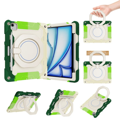 Armor Portable Rotating Ring Holder Silicone Tablet Case with Pen Slot, For iPad Air 13 2024 / 2025 / 2026, For iPad Air 11 2024 / 2025 / 2026, For iPad Pro 13 2025 / 2024, For iPad Pro 11 2025 / 2024