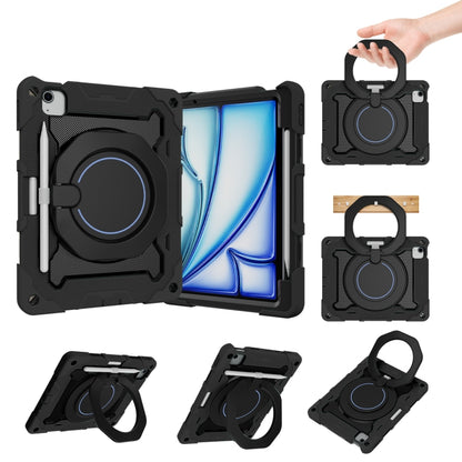 Armor Portable Rotating Ring Holder Silicone Tablet Case with Pen Slot, For iPad Air 13 2024 / 2025 / 2026, For iPad Air 11 2024 / 2025 / 2026, For iPad Pro 13 2025 / 2024, For iPad Pro 11 2025 / 2024