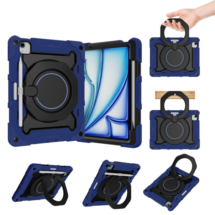 Armor Portable Rotating Ring Holder Silicone Tablet Case with Pen Slot, For iPad Air 13 2024 / 2025 / 2026, For iPad Air 11 2024 / 2025 / 2026, For iPad Pro 13 2025 / 2024, For iPad Pro 11 2025 / 2024