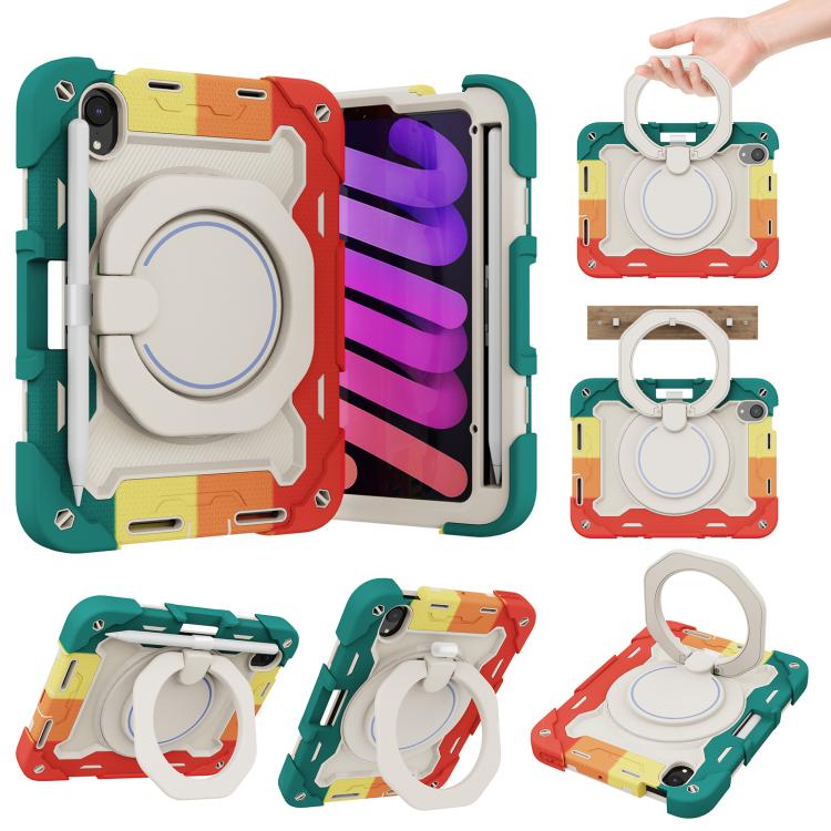 Armor Portable Rotating Ring Holder Silicone Tablet Case with Pen Slot, For iPad mini 6 / mini 2024, For iPad 2022, For iPad 10.2 2019 / 2020 / 2021