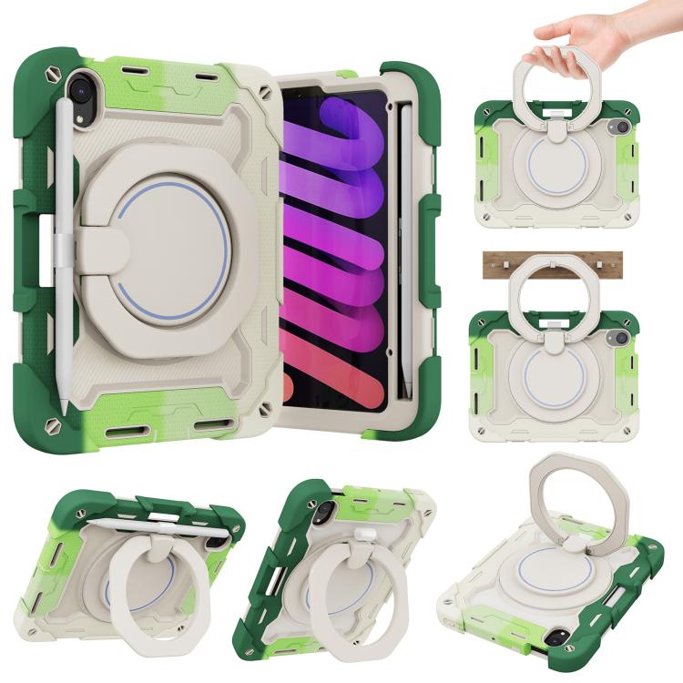 Armor Portable Rotating Ring Holder Silicone Tablet Case with Pen Slot, For iPad mini 6 / mini 2024, For iPad 2022, For iPad 10.2 2019 / 2020 / 2021