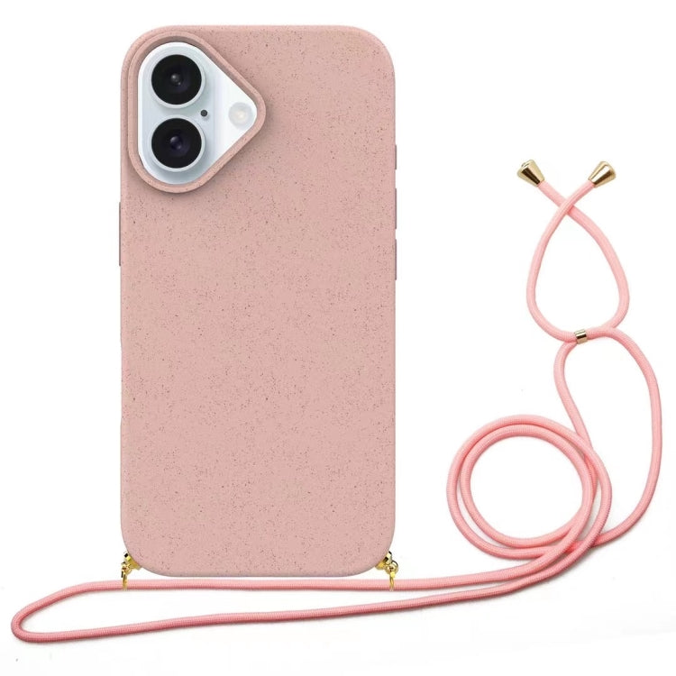 Wheat Straw Material + TPU Phone Case with Lanyard, For iPhone 16