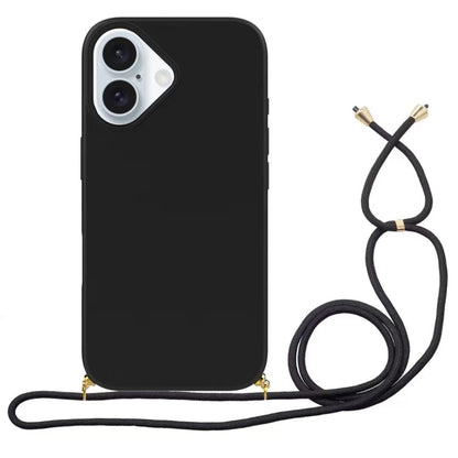 Wheat Straw Material + TPU Phone Case with Lanyard, For iPhone 16